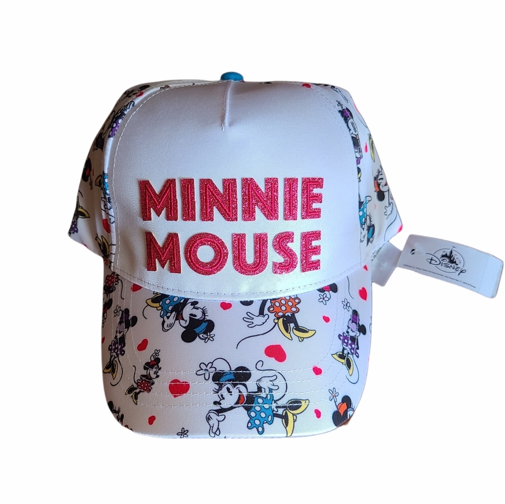 Disney Parks MINNIE MOUSE Glitter WHITE Cap Hat
